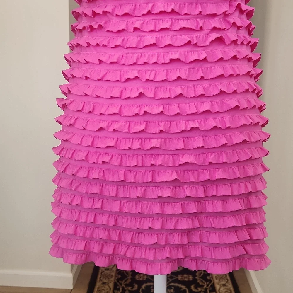 Bisou Bisou by Michele Bohbot Vintage Y2K Pink Ruffle Dress Slip M - Picture 4 of 14